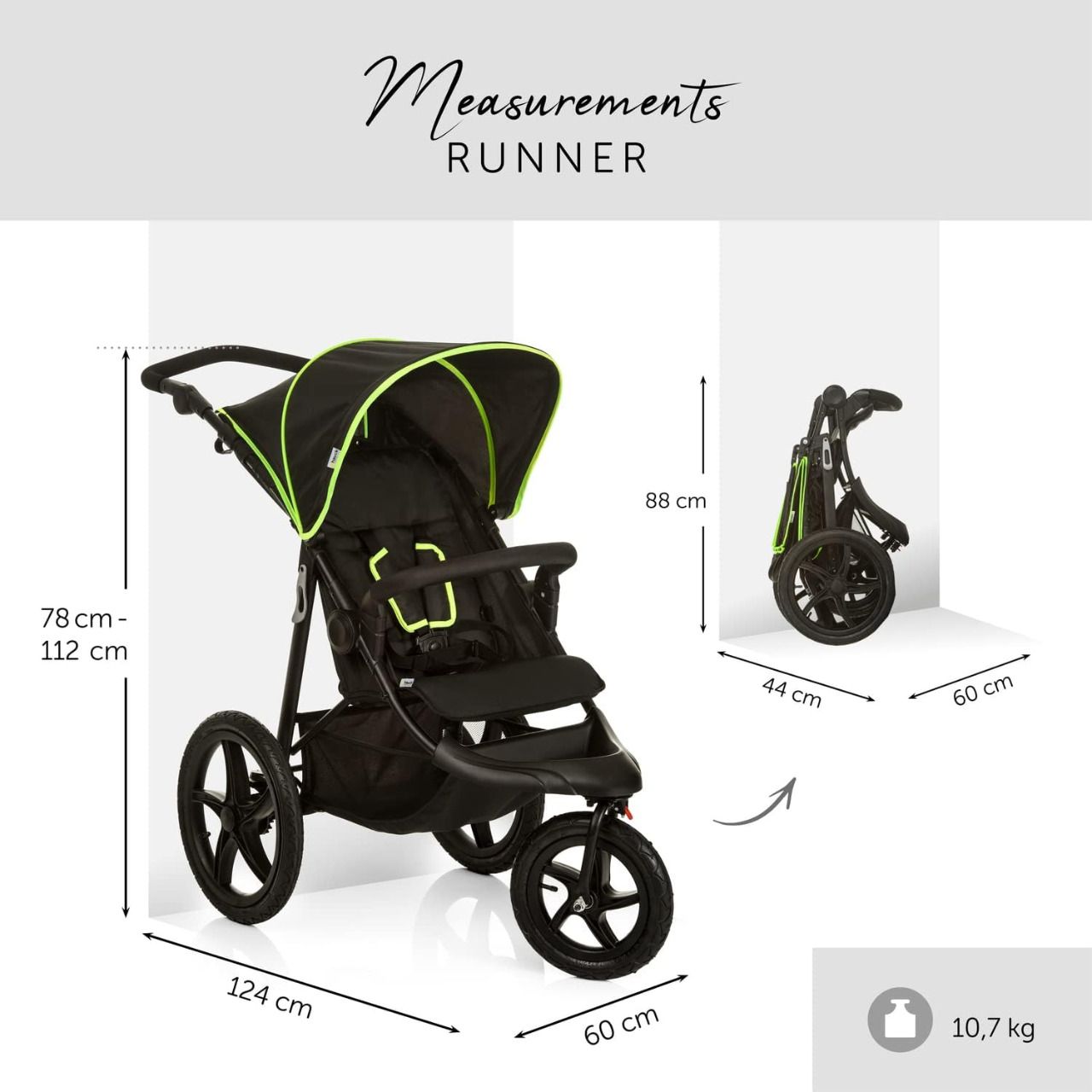 Hauck Poussette 3 Roues Runner 2, Grandes Roues …